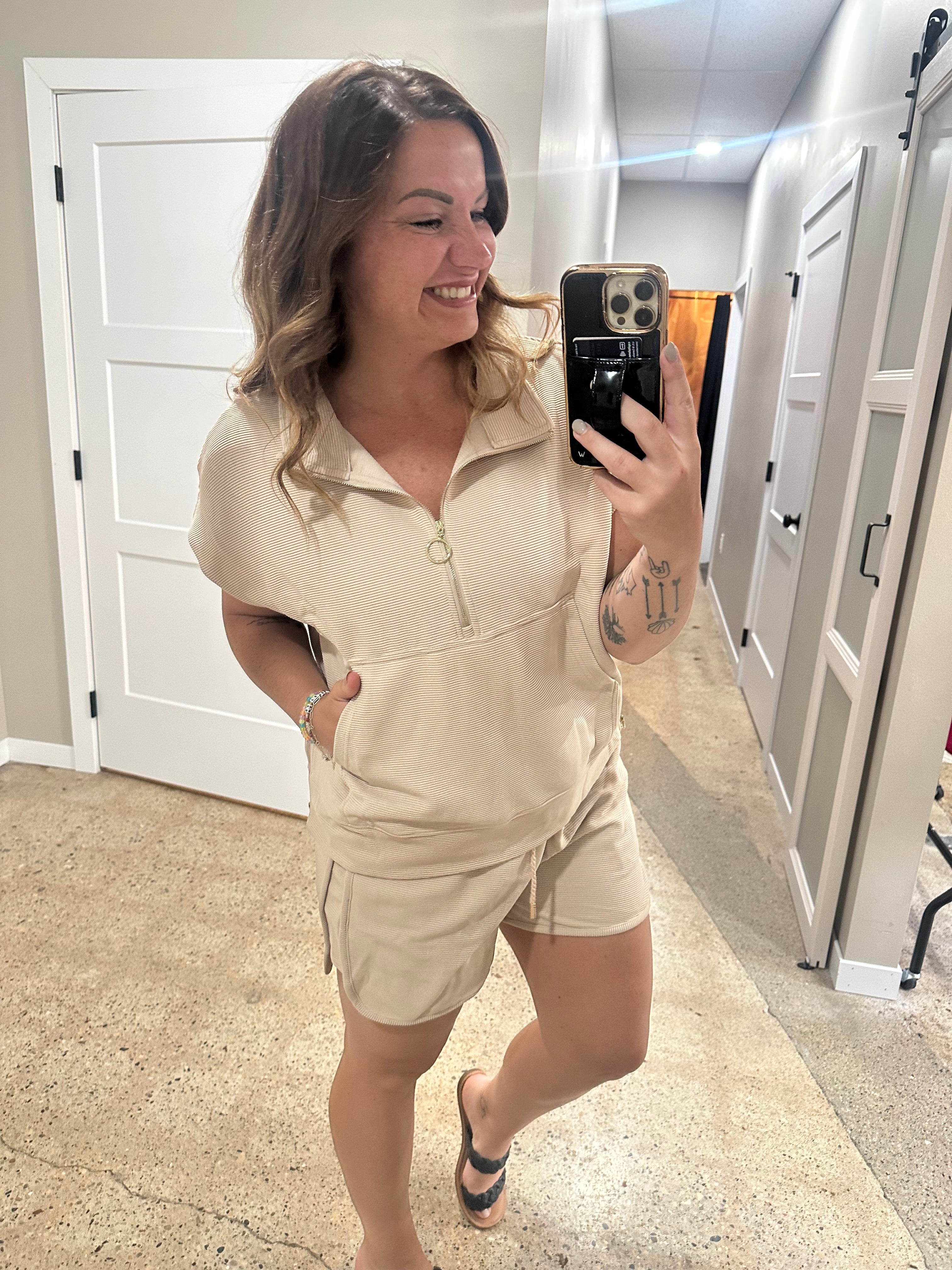 Luxury Textured Top and Shorts Set